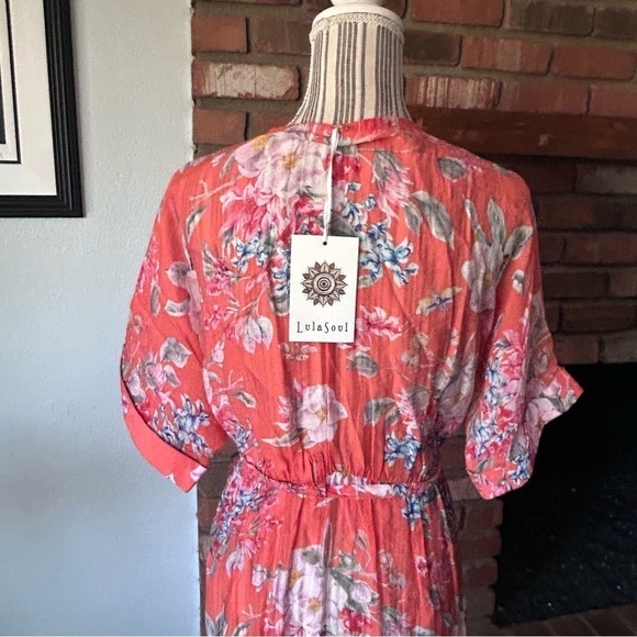 NWT Lula Soul Splender Midi Dress in Flame Orange Floral Sz XS - Picture 7 of 8